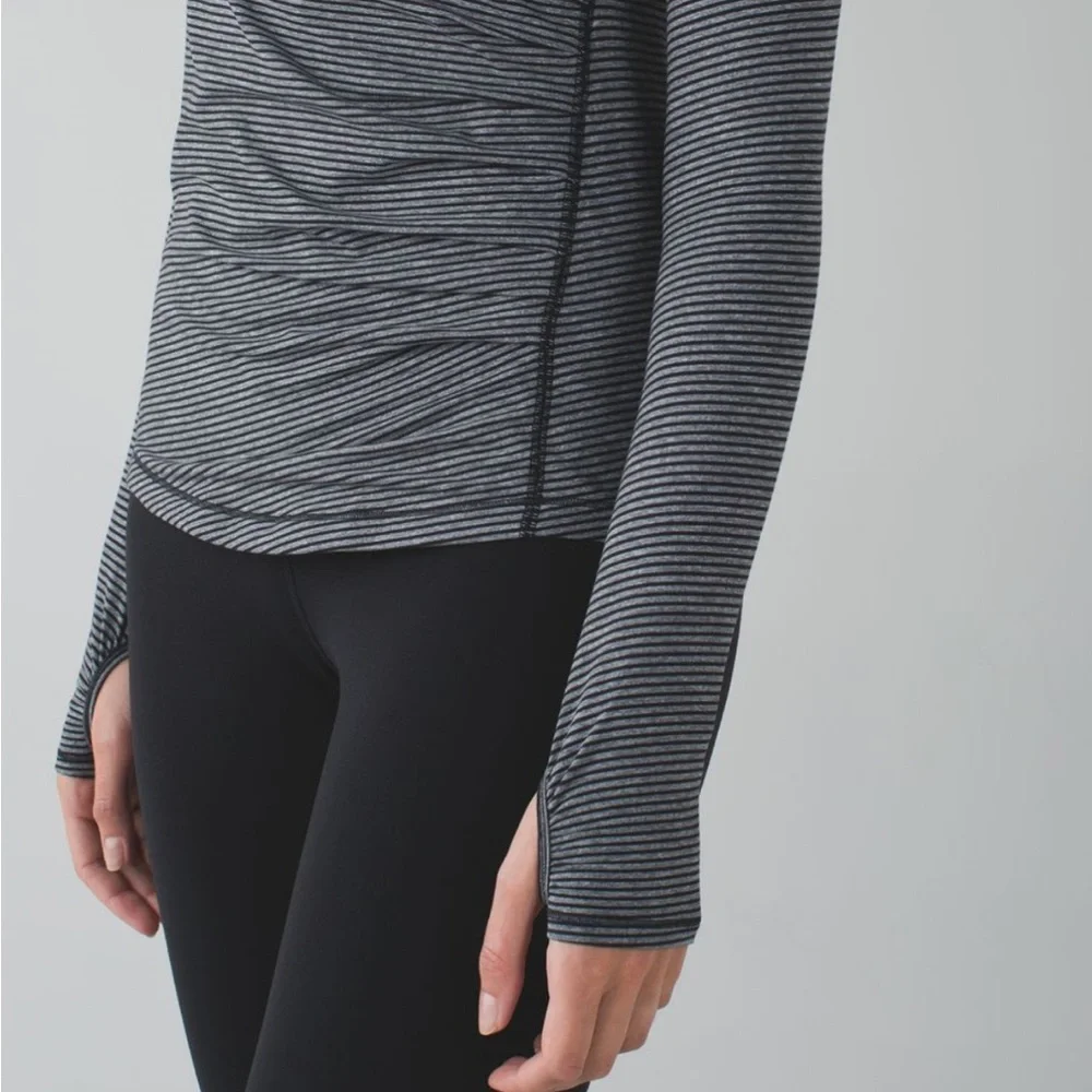 Lululemon Sunset Salutation Long Sleeve - Mini Pop Stripe Heathered Slate Black